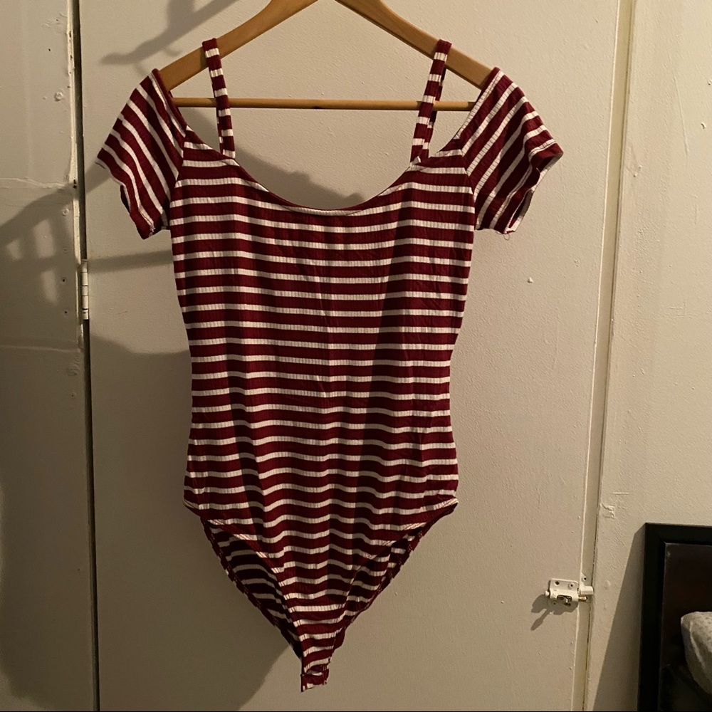 Urban Outfitters Red Stripped Body Suit